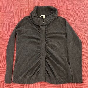 DKNY women’s size large Charcoal Cowl Neck Sweater with large snaps